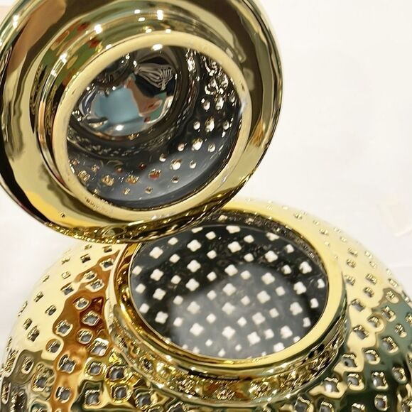 Artline‎ Gold Tone Lattice Ginger Jar Traditional Pierced Medium Size - Picture 4 of 7